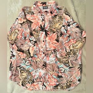 Vintage Retro Unisex Tropical Animal Print Button-Up Shirt